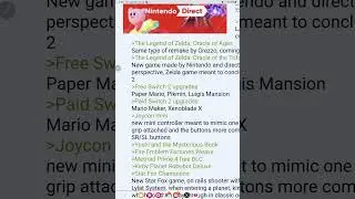 Nintendo direct leak 