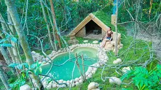 Girl Living Off Grid Built The Most Modern Villa Swimming Pool in the Wood, Little Modern Pool Villa