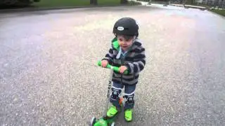 Gibson rides his bday scooter for the 1st time at Sdpt City Beach