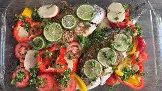 Dorade au four avec une marinade sp&eacute;cial اسهل طريقة لطهي السمك في الفرن مع خلطة رائعة 