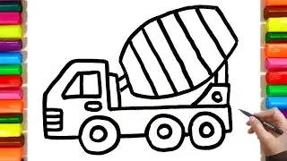 Mixer Truck Drawing, Colouring and Painting for kid's & Toddlers | How to Draw Mixer Truck Drawing
