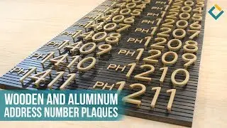 Pin-mounted Aluminum Address Numbers on Wooden Plaques