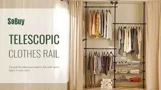 SoBuy Telescopic wardrobe organiser丨Hanging rail丨Clothes rack丨Storage shelving丨FRG34-SCH