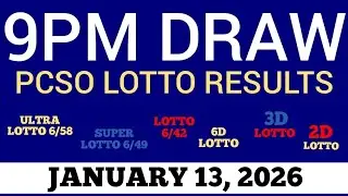 Lotto Result Today 9pm Draw January 13, 2026 Swertres Ez2 PCSO Live Result