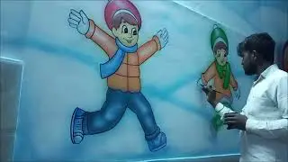 Painter of small children landed on the wall ।। Artist by kumar chandan art gallery ।।