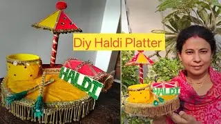 हल्दी थाल डेकोरेशन आइडिया / haldi Platter making at home/ Easy and simple Haldi tray making idea