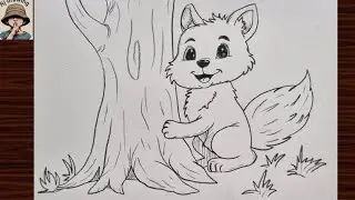 How to Draw a Fox with a Tree||Easy Fox with Tree Drawing Tutorial||Fox with Tree Pencil Drawing