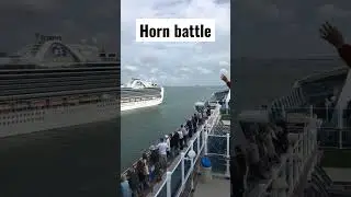 Two ships, horn battle #battle #sailaway #southampton #crownprincess #princesscruise #cruiseship ￼