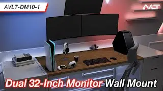 AVLT Ultimate Space Saver Dual Monitor Wall Mount for Gaming Room | Full-motion Adjustable Arms