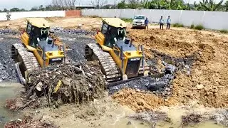 Start New Project !! Techniques Operator Build New Road , Dozer SHANTUI & Truck SHACMAN Spreading