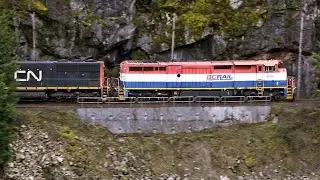 Clean BC Rail Draper Taper In The Lead!! Old School Lashup, CN Manifest Train Thru The Fraser Canyon