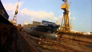 MV Klara (900 TEU container ship) in dry dock Singapore