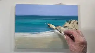 Rocks at Trevone Bay 💙 Painting Tutorial 🎨 Cornish Beach
