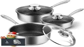 KOCH SYSTEME CS Hybrid Nonstick Stainless Steel Saucepan Set 6 Piece Triply Stainless