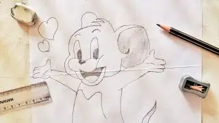 Cute happy jerry mouse drawing l Tom and Jerry cartoon sketch l