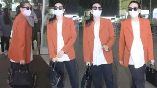 Karisma Kapoor With Her Daughter Samiera Kapoor Looking Stunning n Orange Blazzer Snapped At Airport