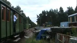 Ausfahrt des Museumszuges aus Kleinbahren in Richtung Finsterwalde