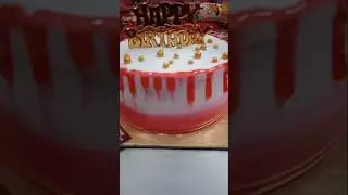 pesta and  Strawberry flavor birthday cake design for beginners 💜💜#cake #cakeseries #cakedecoration