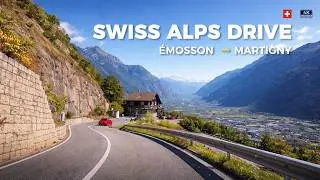Swiss Alps Scenic Drive 4K | &Eacute;mosson Dam &rarr; Col de la Forclaz &rarr; Martigny (Switchbacks | No Music)