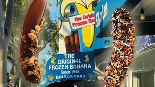 Trying Frozen Bananas on Balboa Island