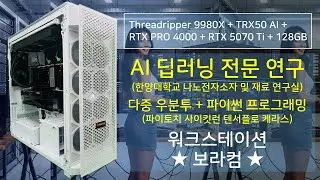 AMD 라이젠 스레드리퍼 9980X AI 워크스테이션 | RTX PRO 4000 + RTX 5070 Ti 병렬 GPU 딥러닝 연구용 PC | 조립 컴퓨터 견적 사양 디시 추천 구성