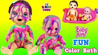 Baby Alive Surprise Cute Baby w/ Funny Toys Colorful slime bath !! Baby enjoys the Funny Bath :))