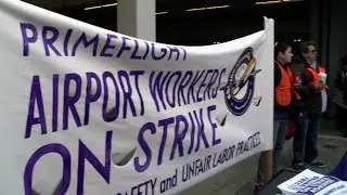 Airport Workers in Newark Join Strike Against Airline Contractor