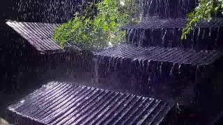 FALL ASLEEP INSTANTLY(No Ads)😴Heavy Rain,Thunderstorm🔥Fire Sounds for Quite Night &Stop Overthinking