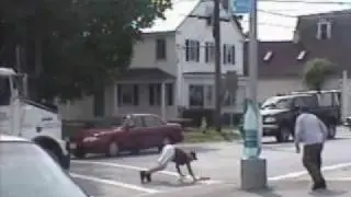 Fall Crossing the Street