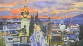 Edinburgh Cityscape Painting | Scotland🏴󠁧󠁢󠁳󠁣󠁴󠁿 Country | Painting Every Country | Edinburgh Scotland
