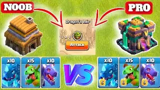 Noob Troops  Vs Pro Troop Vs Lair Dragon || Goblin Map Clash of Clans