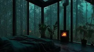 Soothing Rain in Deep Forest Cabin 🌧 (No Ads) | Dark Bedroom Sounds for Long Deep Sleep