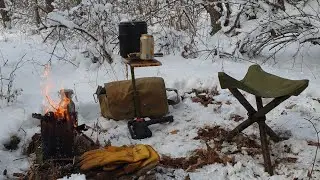 Solo Winter bushcraft / Bushcraft Chair, Bushcraft table, Bushbox Stove