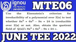 Bsc Mathematics | IGNOU | MTE 06 | June TEE 2022 | Q no 4(b) | Abstract Algebra | BMTC134 | BSCG