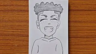How to draw cool and cute afro kid step-by-step leasy drawing tutorial