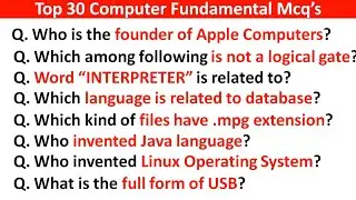 Top 100 Computer MCQ's | Computer Fundamental MCQ's Questions and Answers (Hindi) #computermcq