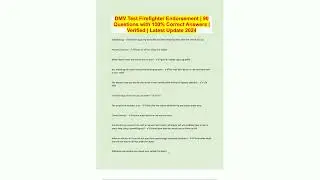 DMV Test Firefighter Endorsement  90 Questions with 100 Correct Answers  Verified  Latest Update 202