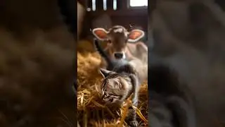 Kitten Brings Food to a Hungry Baby Calf 🐱🐄💛