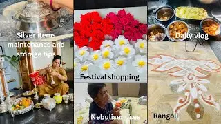Silver item storage & maintenance tips|simple rangoli design|festival shopping|daily vlog in Kannada