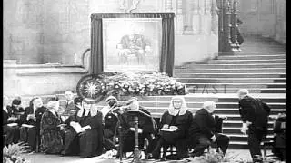 Queen Elizabeth II and Winston Churchill during a ceremony to honor Sir Winston C...HD Stock Footage