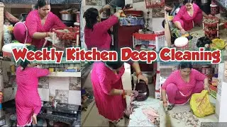 🌟Kitchen Cle aning Desi Style 🌺 इस गर्मी में किचन साफ करने में कमर टूट गया 🥺#vlog