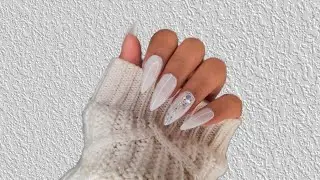 Winter Soft White Snow Nails Tutorial!  #sweater