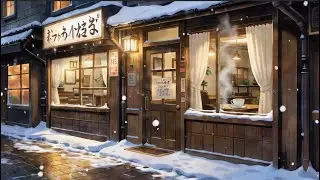 Quiet Winter Night in Japan | Peaceful Snowfall & Warm Caf&eacute; Lofi