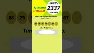 Timemania Resultado Concurso 2337 30/12/2025