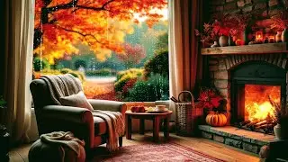 Wooden House Window Rain Sound 🌧️🔥 Cozy Fireplace Rain Relaxing Video | Stress Relief