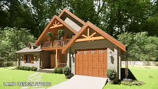 45'x42' (14x13m) Wooden House With 3 Bedrooms + 1 Garage | Cozy & Charming