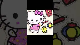 T&ocirc; m&agrave;u tranh bọt xốp slime hello kitty - painting hello kitty with foam slime #short #hellokitty