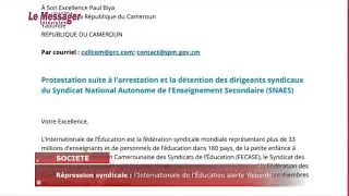 Cameroun &ndash; R&eacute;pression syndicale : l&rsquo;Internationale de l&rsquo;&Eacute;ducation alerte Yaound&eacute; !