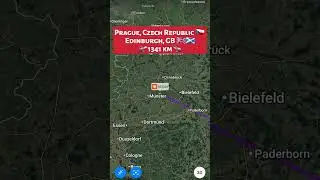 Prague, Czech Republic 🇨🇿 to Edinburgh, GB 🇬🇧🏴󠁧󠁢󠁳󠁣󠁴󠁿 Flight Route ✈️