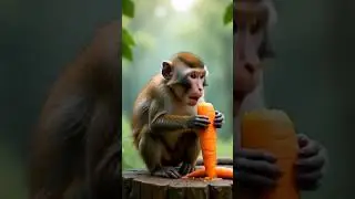 Monkey eating carrot 🥕 🥕 and smile ☺️#shorts #shortsvideo #funny #youtubeshorts